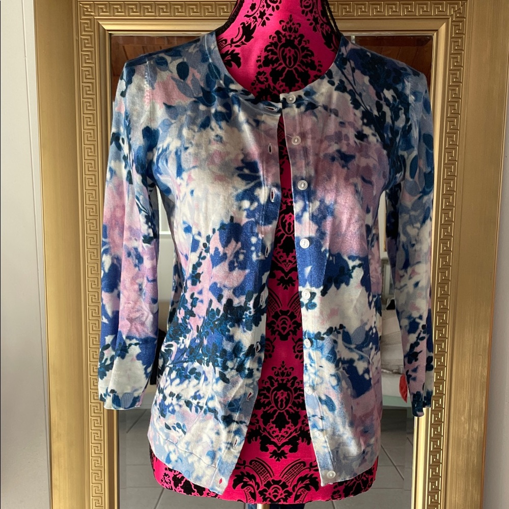 Talbots Multicolor Floral Cardigan